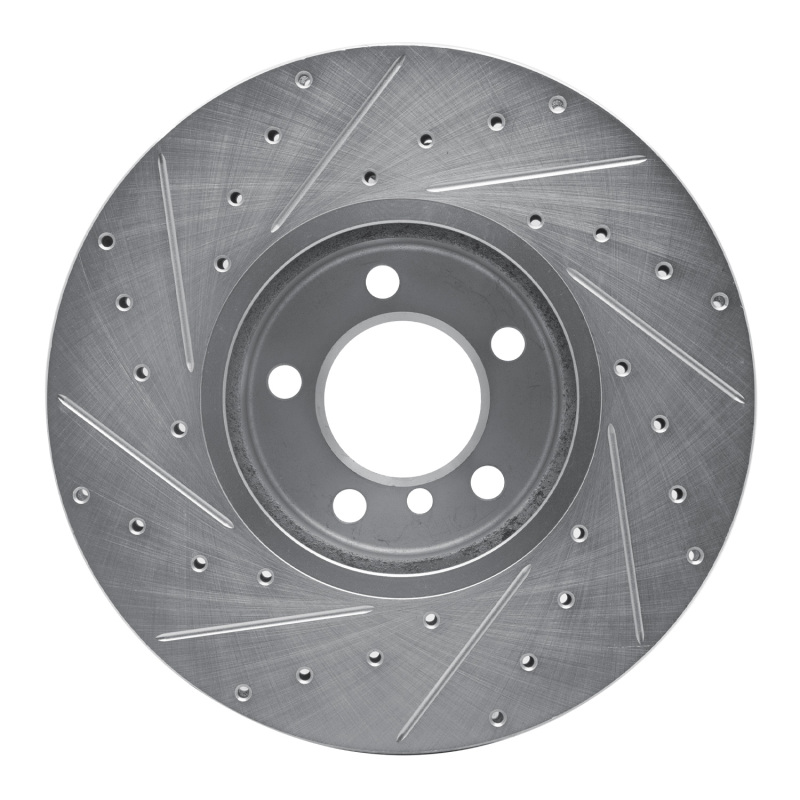 BMW 340I xDrive Brake Rotor (1) - Front Right - R1 Concepts - Drilled & Slotted - Silver - `12-`21
